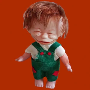 Vtg brat doll red hair ugly overalls